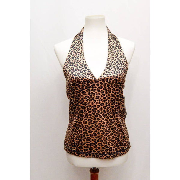 Vintage L.A. Movers womens top animal print black brown L 80s