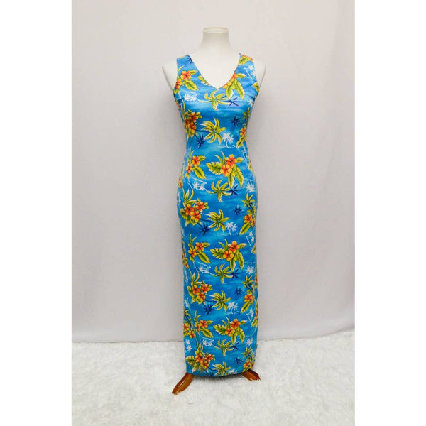 Vintage Back Stage womens dress hawaiian blue S 90s