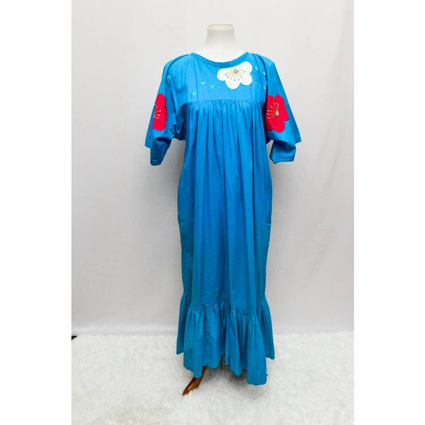 Vintage Sabrina by Mervins womens house dress blue M+ 80s