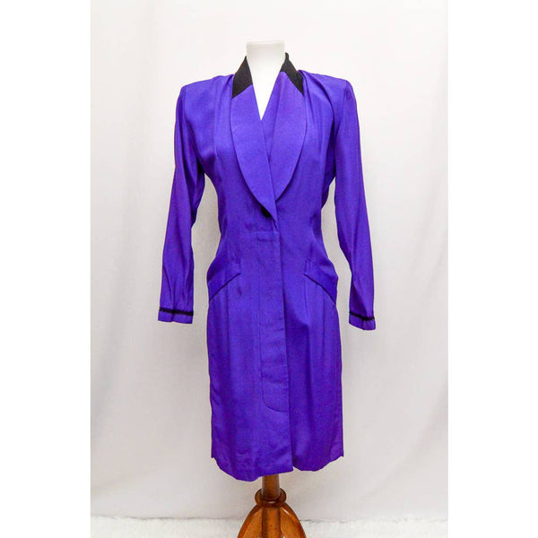 Vintage Alyn Paige womens dress purple black S+ 80s