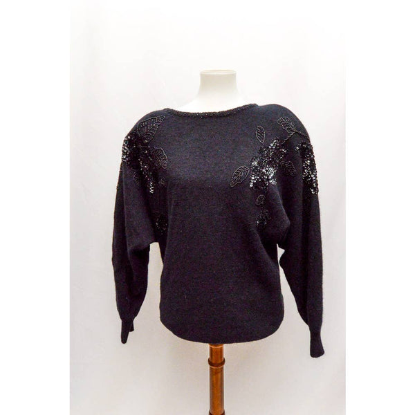 Vintage Rebecca Gray womens sweater black L+ 90s