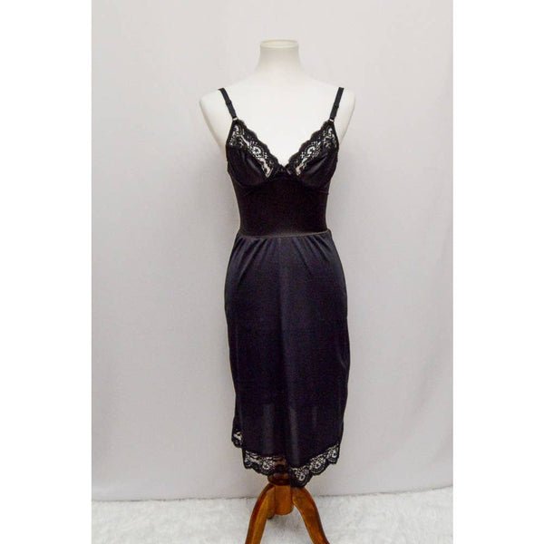 Vintage Vassarette womens slip black S+ 80s