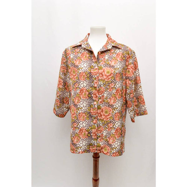 Vintage Swany blouse orange brown XL 80s