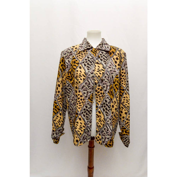 Vintage Jordan womens blouse animal print L 90s