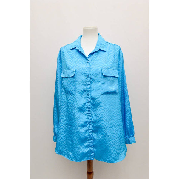 Vintage Partners womens blouse blue button up