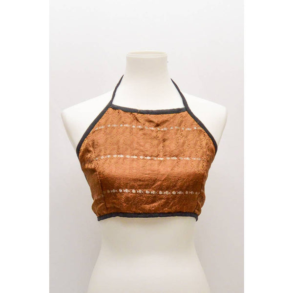 Womens crop top brown halter M+