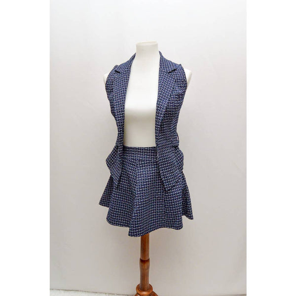 Womens blue skirt and vest set S