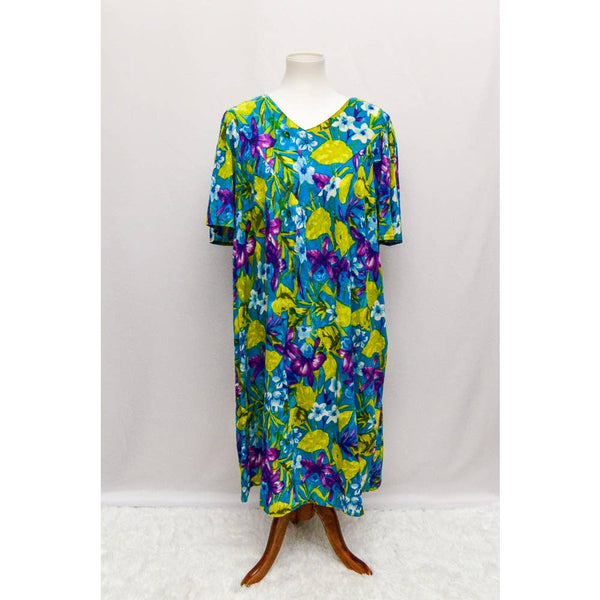 Vintage womens house dress green M+