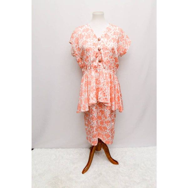 Womens dress peplum peach pink white