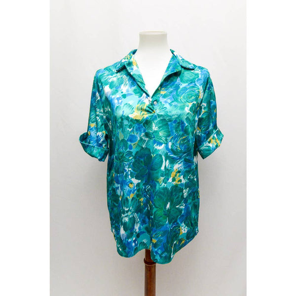 Vintage Haband for Her womens blouse green L 80s