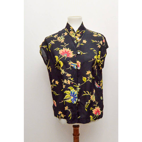 Vintage Loco Windo womens blouse black S+ 90s