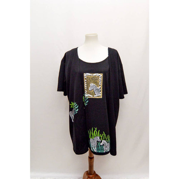 Vintage Style up womens blouse Black 3X 80s