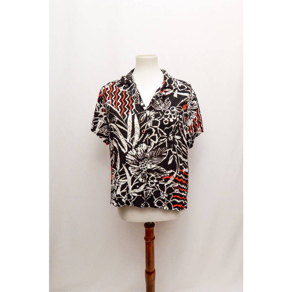 Vintage Jams World womens blouse black white red L 90s