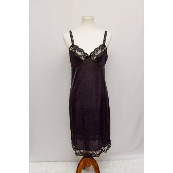 Vintage Komar womens slip black M 80s