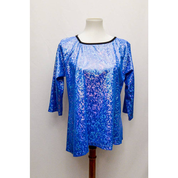 Womens holographic blouse blue shimmery L+