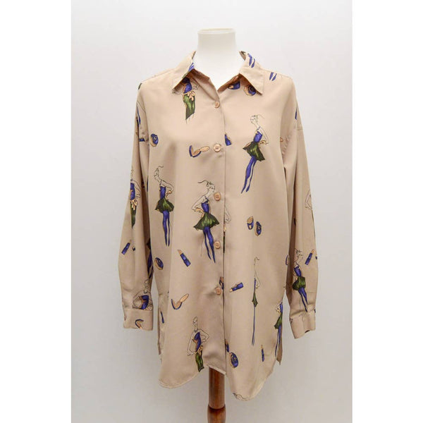 Vintage Norton McNaughton womens blouse cream L+ 90s