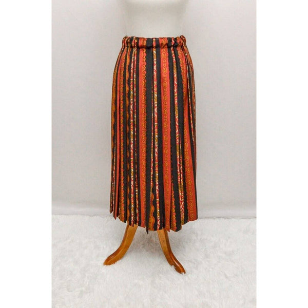 Vintage womens skirt red black pleated M 80s