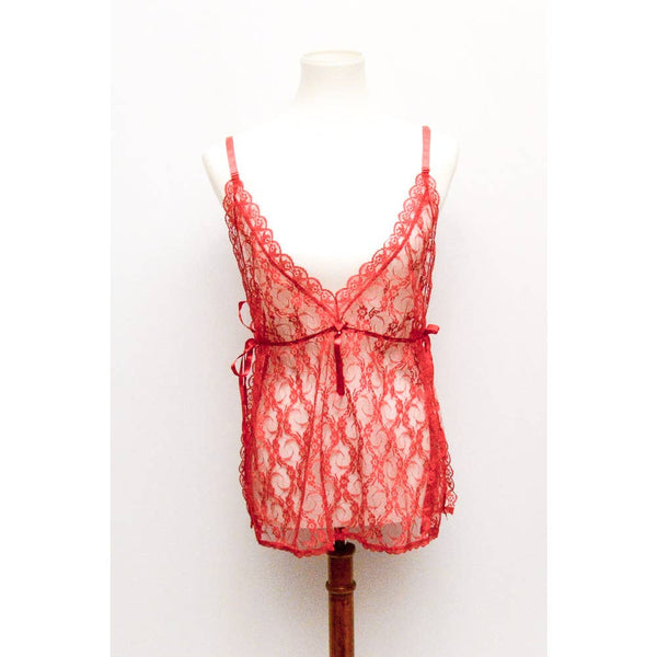 Vintage Romantics by Playboy womens slip sheer red OS 80s