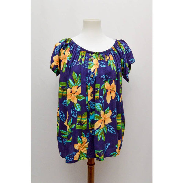 Womens Urban Renewal blouse top navy yellow M+