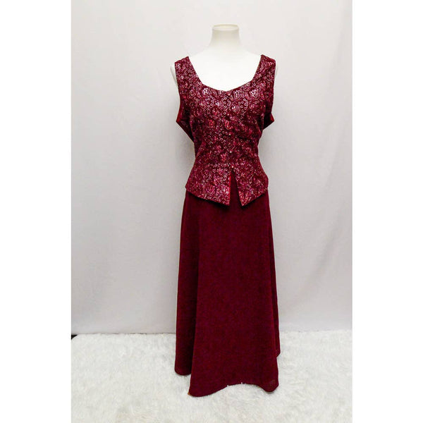 Vintage Clara women's dress burgundy long XL 80s