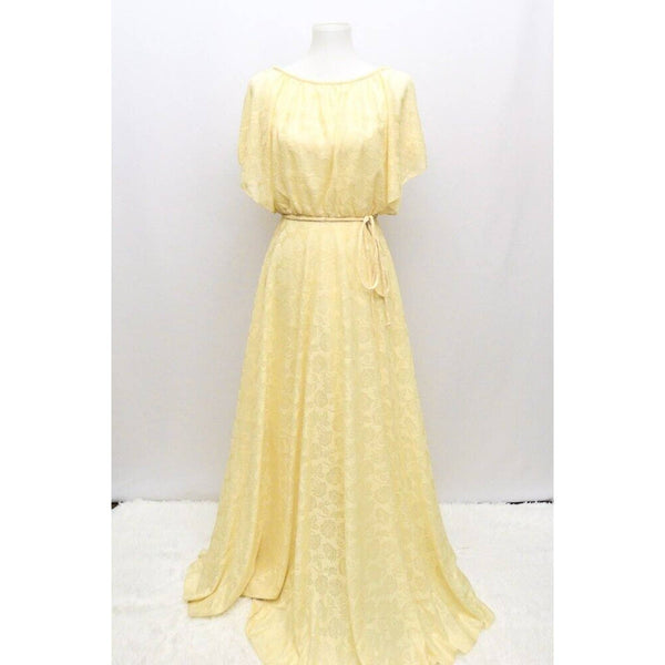 Vintage maxi womens dress yellow S 70s